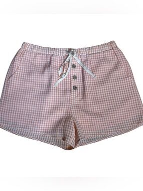 Sewn & Seen Peach & White Seersucker Pullon Shorts With Pockets & Lining. NWOT